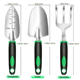 Garden Tool Set 3 Pieces with Garden Shovel, Wide Shovel & Rake - Garden Tools for Women and Men, Rustproof, Does Not Bend, Ideal for Beds, Tubs, Balconies & Raised Bed