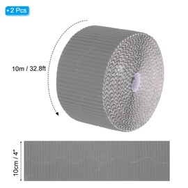 PATIKIL 3.9inch x 131.2ft Bulletin Board Border, Scalloped Trim Paper Corrugated Decorate Border for Locker Classroom Decor Black White Cork Poster Boards, Grey (1.3mm)