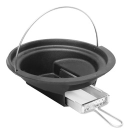 KAMaster 2 in 1 Cast Iron Ash Can for Large Big Green Egg, With Stainless Steel Slid Out Ash Drawer, Foldable Handle