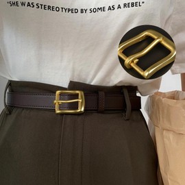 Vxcbad Belt Buckle Men's Belt Buckles Pure Copper Belt Buckle Square Buckle Pant Clip Brass Belt Buckle for Women Pin Buckle Inner Diameter 3 cm, gold