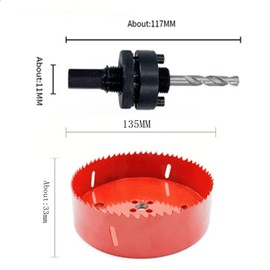 5.3 inch hole saw, LAIWEI 135mm hole cutter, with A2 heavy duty mandrel drill bit for drilling wood, Thin sheet metal, aluminum profiles, drywall, PVC and other materials, electric drill tool(5-5/16”)