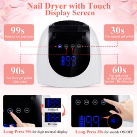 Cordless UV LED Nail Lamp, 96W UV Nail Light for Nail Polish, Portable Nail Dryer, Portable Nail Lamp with 4 Timer and LCD Display, Professional Nail Lamp for Home Salon Nail Art Tools