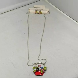 Bonworth colored necklace set with silver chain and fish hook earring NWT