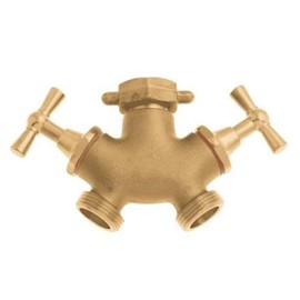 GEKA 3332SB Two-Way Valve IG G 3/4 Inch to 2X G 3/4 Inch Brass Gold 18 x 8 x 13 cm