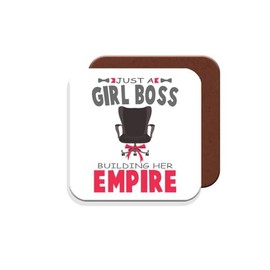 Gift Coaster for Female Boss/Manager - Just A Girl Boss Building Her Empire - Giftset - Made by MUGGZ in The UK