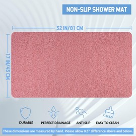 Hargiis Non-Slip Bathtub Mat, Anti Slip Shower Mat, Fast Drying Bathtub Mats, Foot Scrubber Mat, Anti Slip Mat for Tub, Floor, Bathroom, Kitchen, Home, Hotel (Pink 32"×17")