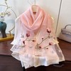 Liebendo Large Silk Embroidery Stole Flower Pattern, Women's, UV Protection,