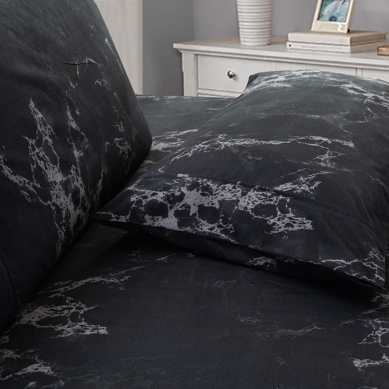 Elegant Comfort Luxury Soft Bed Sheets Marble Pattern - 1500