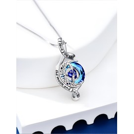 OCJ September Birthstone Necklace Sapphire Jewelry for Women 925 Sterling Silver Moon and Star Pendant Infinity Celtic Gifts Anniversary Birthday Gift for Her