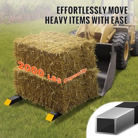 Happybuy Clamp-On Pallet Forks, 2000 lbs Capacity, 60" Tractor Bucket Forks, Heavy-Duty Front Loader Attachment for Loader Bucket, Tractor, Skid Steer, Ideal for Agriculture and Farm Work