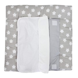 TupTam changing mat incl. 2 terry cloth covers model MAR02579, Grey Large White Stars, 70 x 70 cm