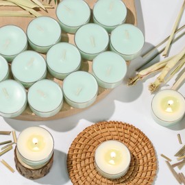 16Pcs Lemongrass Scented Tealight Candles, Green Soy Wax Tea Lights with Essential Oils, 4h Outdoor and Indoor Summer Scented Candle for Home Patio Garden Yard Balcony,BBQ Birthday