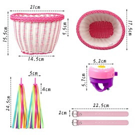 Kids Bike Basket, Kid's Front Handlebar Basket,Girl's Basket Kit, Suitable for Most Children's Bicycles and Kids Tricycles Handlebar (White Pink)