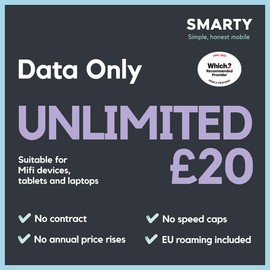 SMARTY SMARTY Unlimited Data only SIM. 1 month plan, No contract, EU Roaming