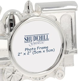 Baby Photo Frame Train Silver Plated 2' x 2' for Baby Shower or Christening 8804
