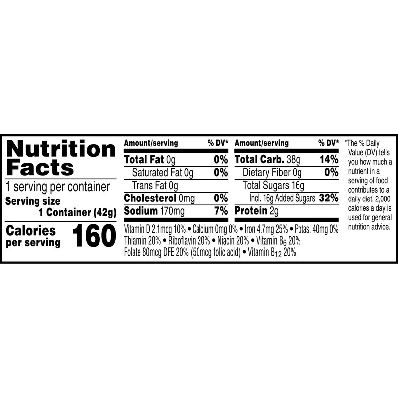 Kellogg's Corn Pops Cold Breakfast Cereal Cups, 8 Vitamins and