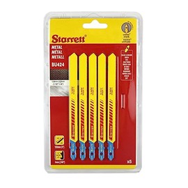 Starrett Metal Cutting Jigsaw Blades - Pack of 5 - BU424-5 Unified Shank Bi-Metal Saw Blade Set for Straight Cuts - Compatible With Bosch Dewalt Hitachi Festool Milwaukee, Yellow, Red, Blue, 100mm