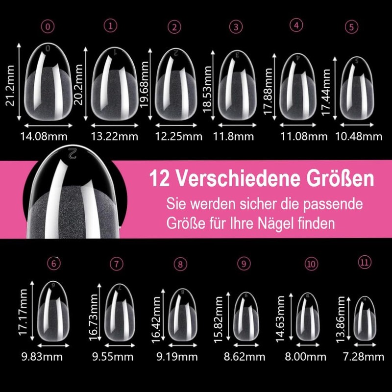 BnbnPup 240 Stück Künstliche Nägel Kurz – Natürliche Kurze Nagelspitzen