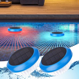 Zorpupoa 2Pcs Solar Floating Pool Lights, RGB Color Changing Pool Floating Light, IP65 Waterproof Rechargeable LED Lights for Pools, Hot Tubs, Fountain