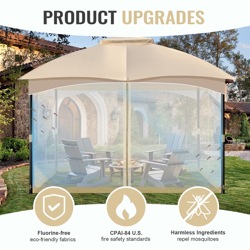 COWVIE Gazebo Replacement Netting Screen, 12' x 14' Universal Gazebo