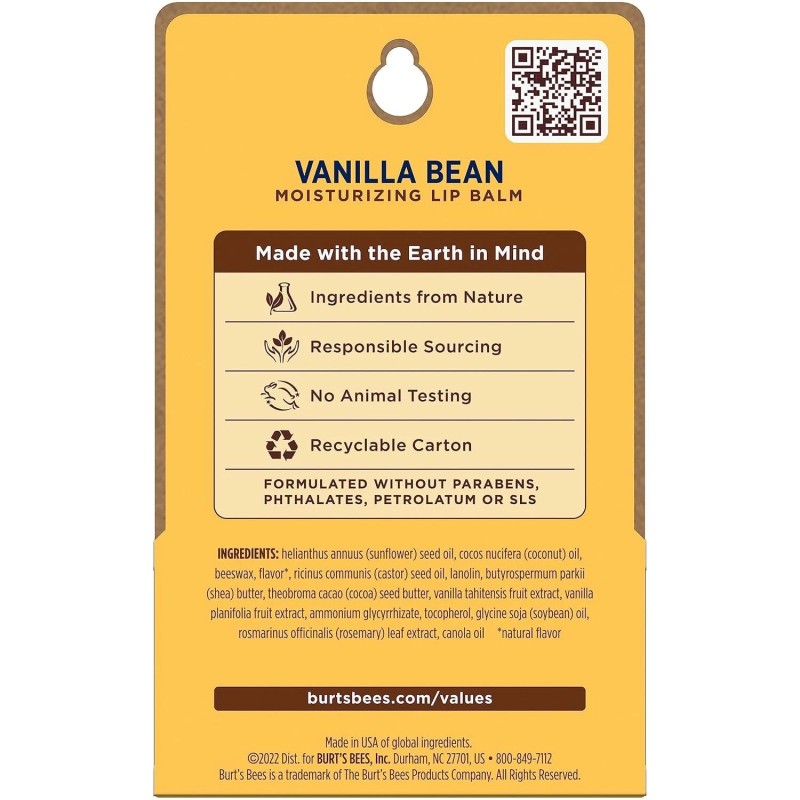Burt's Bees Lip Balm Vanilla Bean Lip Moisturizer 2 Tubes