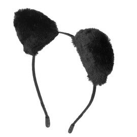 Luwint Fluffy Cat Ears Headband, Cute Black Catwoman Costume Accessories for Adult