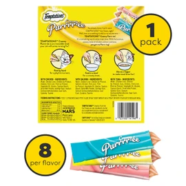 Temptations Creamy Puree Variety Pack of Squeezable Cat Treats, 0.42 oz. Tubes, 24 Count