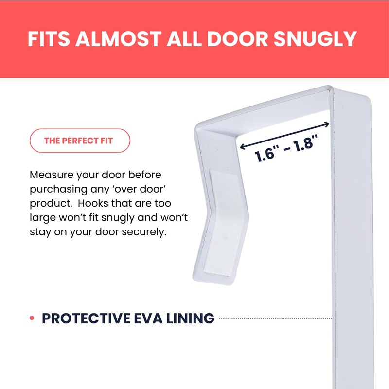 Over-The-Door Hooks (Heavy Duty) Metal for Thick Doors | Adjustable