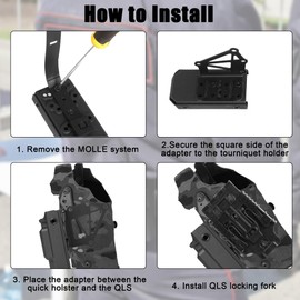 NIRIAHO Tactical Universal Duty Holster Extended Support Holder with Tourniquet Holster Combo, Tourniquet Holder Kit for Duty Belt (Black)