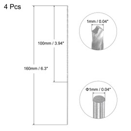 QUARKZMAN 1 mm Twist Drill, High Speed Steel, Straight Shank, Extra Long Drill Bit, 160 mm Length for Wood, Plastic, Aluminium, Pack of 4