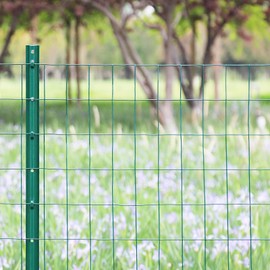 FOREHOGAR Green PVC Coated Welded Wire Fence 24 Inch x 25 Foot, 2 Inch x 3 Inch 16GA, Garden Border Fencing Roll Vinyl Coating Metal Wire Mesh for Yard Vegetable Plant Protection Poultry Netting