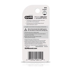 GUM Proxabrush Go-Betweens Refills - Tight - Compatible with GUM Permanent Handle -Reusable Interdental Brushes for Tight Teeth - Soft Bristled Dental Picks, 8 Count(Pack of 6)