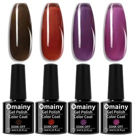 Omainy Semi-permanent Nail Polish Semi-permanent Nail Polish UV LED Gel Nails (Kit of 4 pcs 7.3ML/pc) 014…