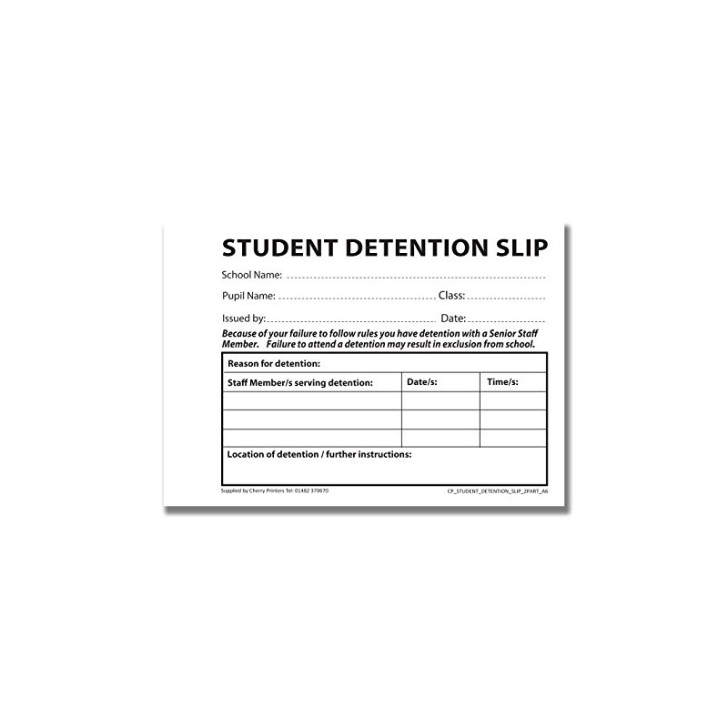 Cherry Carbonless NCR Student Detention Slip Duplicate Book A6 50