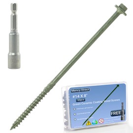 [Pack of 50] 14x8 Wood Structural Screws, Heavy Duty Hex Head Green Lag/Timber/Log/Landscaping Wood Screws, Rust Resistant, Hex Socket Drive Bit Included