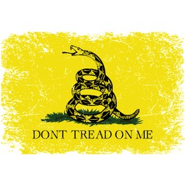 Stickios Dont Tread On Me Sticker - Gadsden Flag Stickers for Cars, Trucks, Windows - Patriotic American Flag Decal - Tattered Yellow Vinyl Rattlesnake Don't Tread On Me Decals for Vehicles (5.4x3.6)