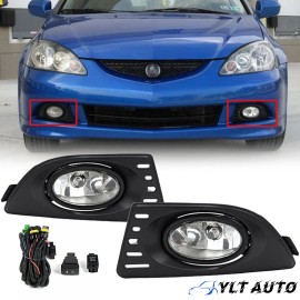 YLT Auto Fit 2005 2006 Acura RSX Clear Lens Front Bumper Fog Lights Lamp W/Wiring+Switc