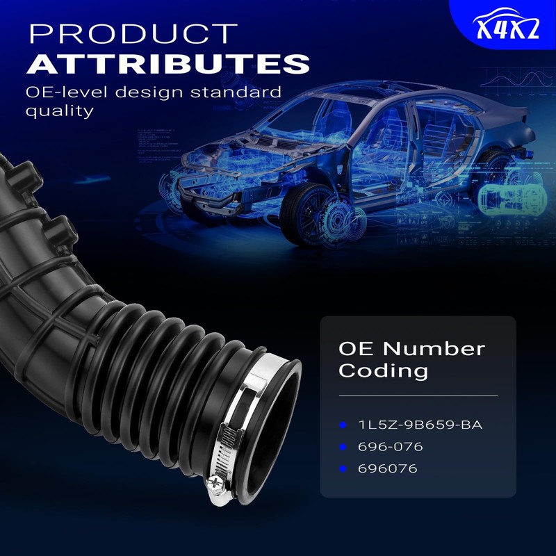 1L5Z9B659BA Air Intake Outlet Hose With Clamp For 1998-2003 Ford