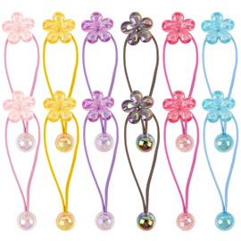 RP Remarkable Power, 12 Pack Ball Charm Hair Ties Camellia Bead Rubber Band Ponytail Holders for women