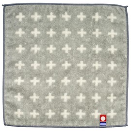 Nishio IBT-303-04 Imabari Towel Certified Hand Towel, Made in Japan, 100% Cotton, 7.9 inches (20 cm), Double-Sided Pile, Water Absorbent, Cross Pattern, Imabari Mini Towel Handkerchief, Gray
