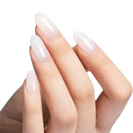 MAYCHAO 15ML Milky White Builder Nail Gel 7 in 1 Clear Milky Builder Strengthener Gel Nail Polish for Nail Extension, Hard Gel Builder Base Gel Rhinestone for Valtines Home Manicure, 0.5 OZ-28