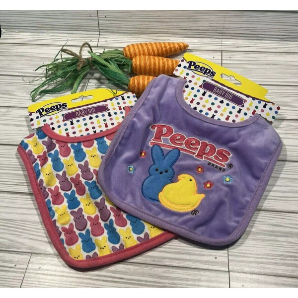 PEEPS 2 Different PEEPS Baby Bib Multicolor Bunny & Purple
