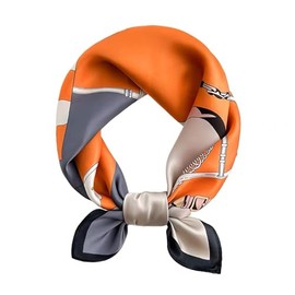 MEISEE 100% Mulberry Silk Scarfs Small Square Scarf 21" x 21" Neck Scarf Breathable Lightweight for Women Gift Packed (Orange Belt)