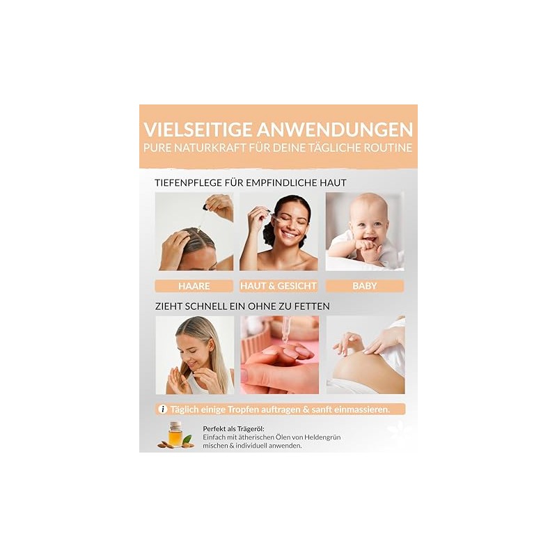 Heldengrn Heldengrn? Mandel?l Bio [100% NATURREIN] - Dermatologisch getestet -