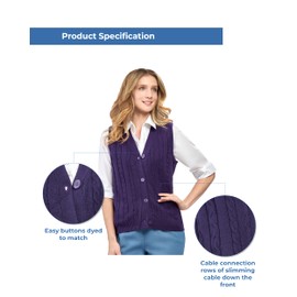 Turtle Bay New York Womens Button Front Cable Knit Cardigan Sweater Vest Purple/XL