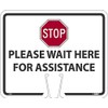 Stop Please Wait Here Cone Sign, 10.375 X 12.625