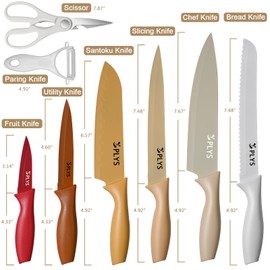 14-Piece Kitchen Knife Set - Stainless Steel Knives, Safety Sheaths Included, Dishwasher Safe, Ultra-Sharp Blades, Essential Kitchen Tools for New Homes