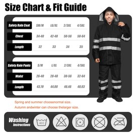 TOKISHI Men's Hi Vis Rain Jacket, Class 3 High Visibility Rain Gear for Men and Women, Waterproof Rain Suits, Internal Mesh,Zipper