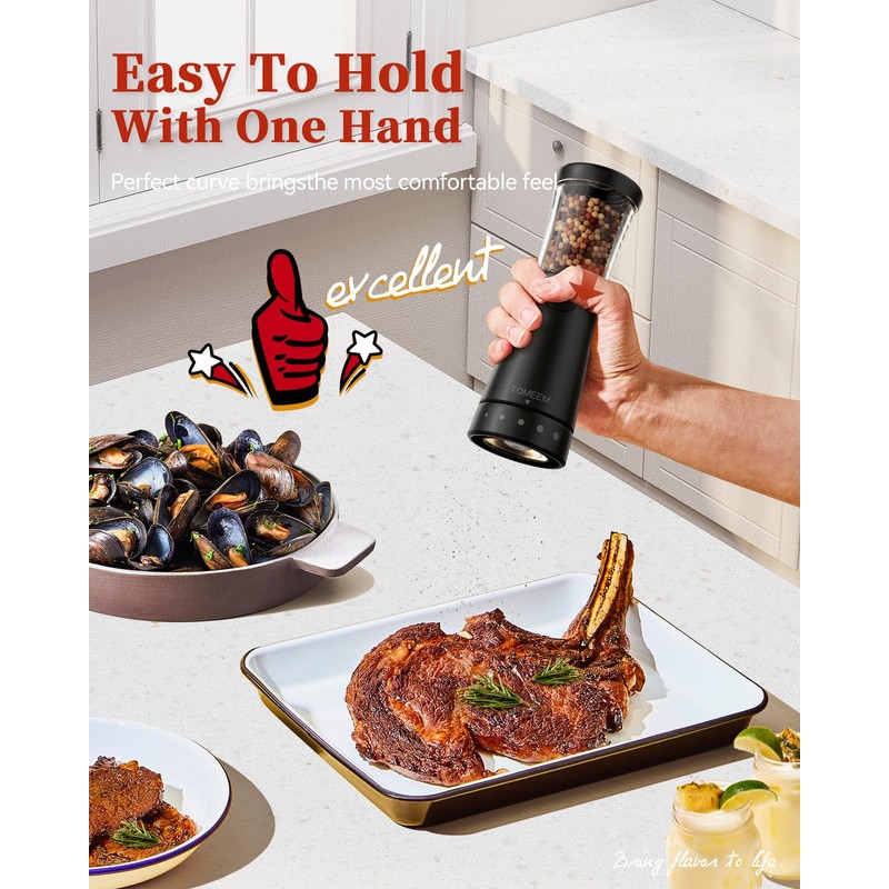 Electric Salt and Pepper Grinder Set with Storage Base, Stainless