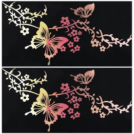 GORGECRAFT 2 Sheet Butterfly Car Decal Set Large Car Decals Butterflies Kissing Flowers Reflective Decals Vinyl Waterproof Sticker Women Car Stickers for Auto Truck SUV Wall Art Laptop, Colorful